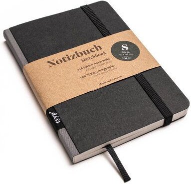 tyyp Nachhaltiges Design-Notizbuch A6 aus 100 % Recyclingpapier „Klassik - SCHWARZ“