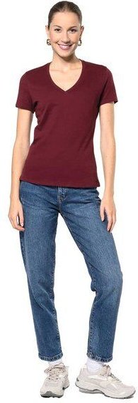 YTWOO Basic Damen T-Shirt mit V-Ausschnitt aus Bio-Baumwolle in Conversion