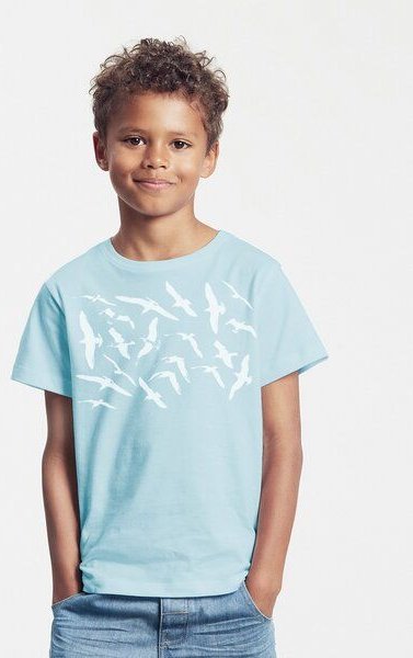 Thumbnail - Peaces.bio - handbedruckte Biomode Bio-Kinder T-Shirt Möwen