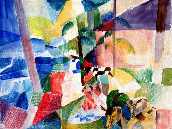 Photocircle Poster / Leinwandbild - August Macke - Landschaft mit Kindern und Ziegen