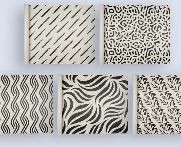 Fines Papeterie Geschenkpapier SET Graspapier * 5 Rollen Einpackpapier * je 300x47 cm * verschiedene Motive *