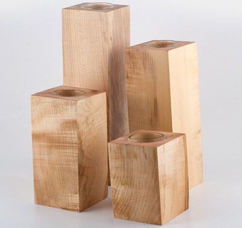 Lajos Varga 4er-Set Teelichthalter groß Bergahorn Höhe 10 - 25 cm