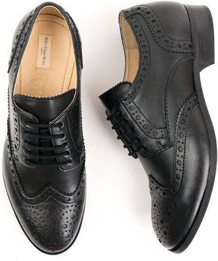 Will's Vegan Shop City Wingtip Brogue Oxfords Schwarz Herren