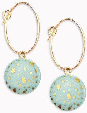 lille mus Creolen mit Porzellan-Anhänger 'Terrazzo' Porzellanschmuck