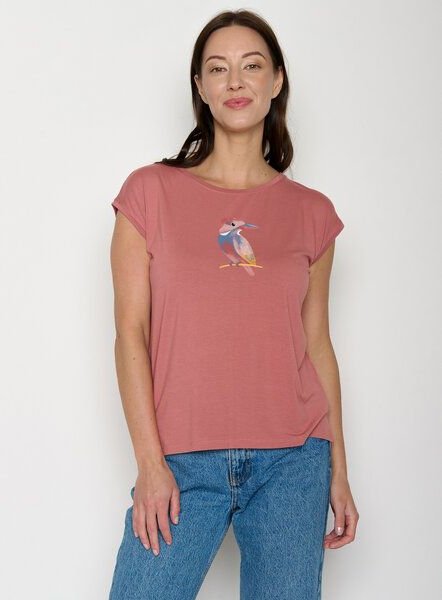 Thumbnail - GREENBOMB Bird Look Timid - Lässiges Shirt aus LENZING TENCEL Mix / hochwertiger Print / Fair & Vegan