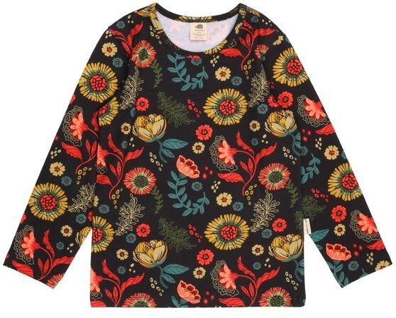Kinder Langarmshirt Bio-Baumwolle Cheerful Flowers von Walkiddy, GOTS-zertifiziertes, veganes Jerseyshirt mit Blumenprin...