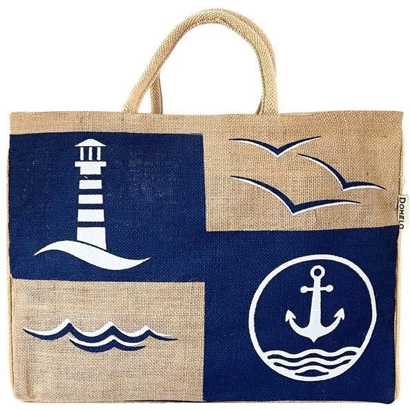 Domelo große Jute Einkaufskorb, Vegane Einkaufstasche nachhaltige Handtasche/ Shopper