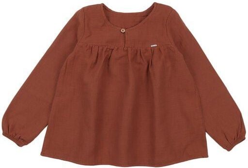 Kinder Bluse GOTS zertifiziert – Bio-Baumwolle, Musselin in Terrakotta, locker geschnitten, weich & bequem | Walkiddy