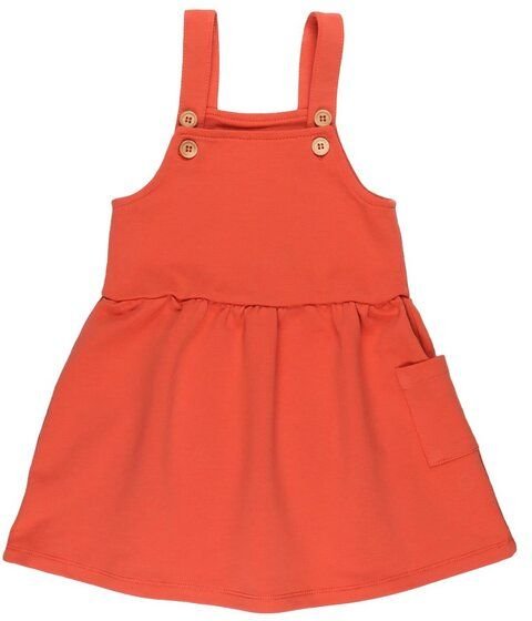 Kinder Latzkleid GOTS zertifiziert, Bio-Baumwolle, orange, „Langoustine“, weich, bequem, Alltag – Walkiddy