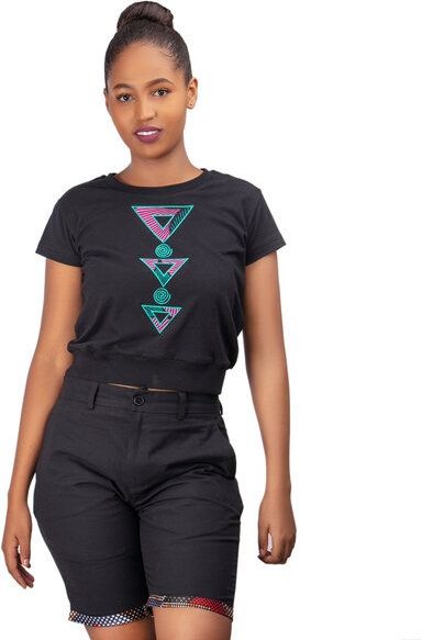 Croptop Africulture mit Kitengestoff Verzierung