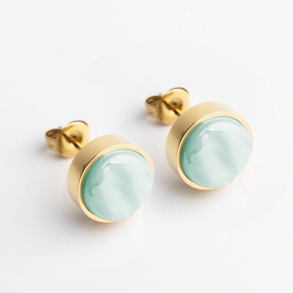 ALEXASCHA Edelstahl Ohrstecker mit Glasstein | Gold