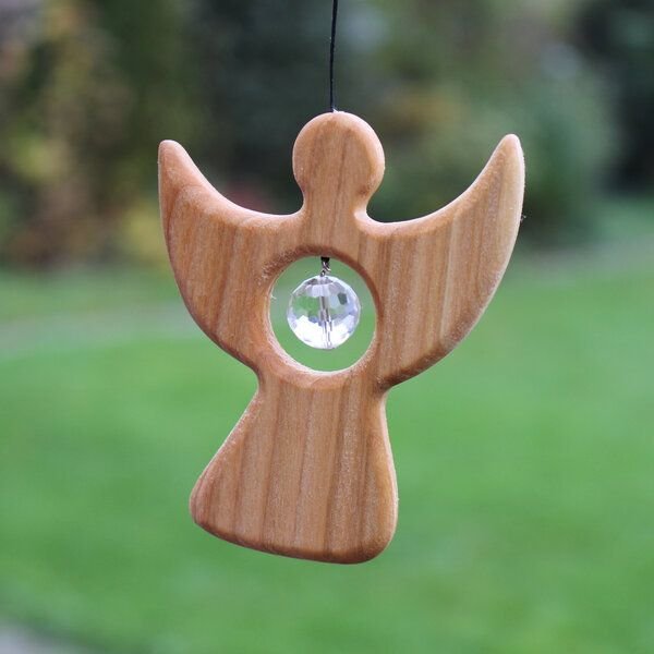 Mitienda Shop Fensterschmuck aus Holz | Engel klein mit Kristall