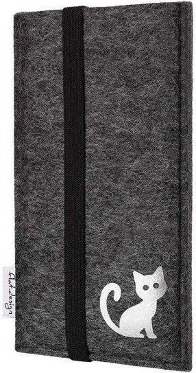 flat.design Handyhülle COIMBRA mit Katze für Huawei P-Serie - VEGAN - Filz Tasche