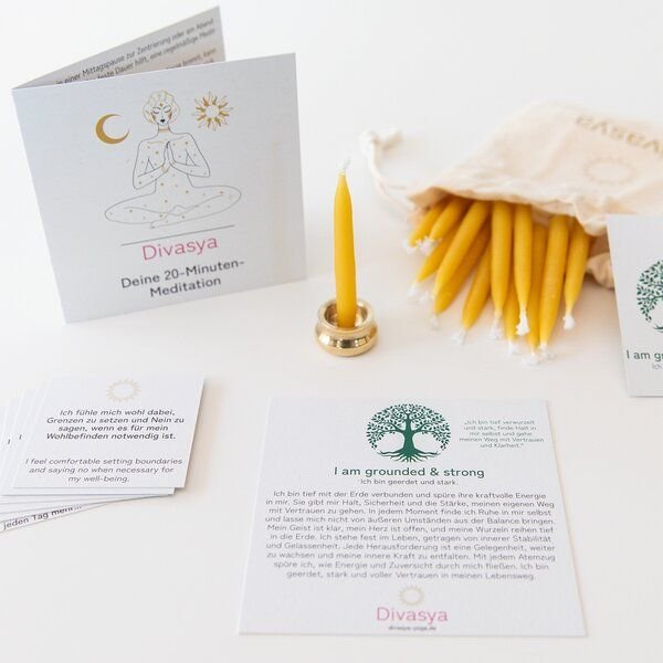 Divasya Geschenkset | 20-Minuten-Kerzen für Meditation & Achtsamkeit | I am grounded & strong