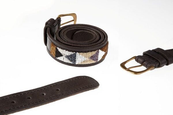 Africulture Ledergürtel Massai "Karibu", Unisex, handgearbeitet aus Kenia.