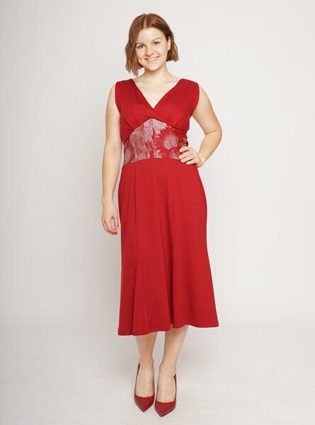 Peaces.bio - handbedruckte Biomode Sommerkleid Sunflowers in Rot