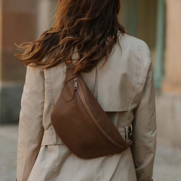 BOWLEANIES TASCHEN Große XXL Gürteltasche aus Lederfaserstoff