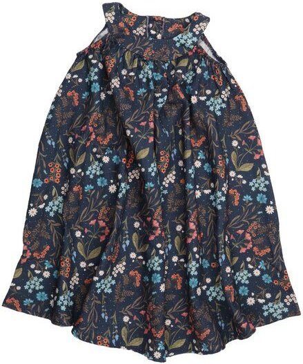 Bio-Baumwolle Floral Night Flared Dress Blau - GOTS-Zertifizierte umweltfreundliche & faire Mode – Walkiddy