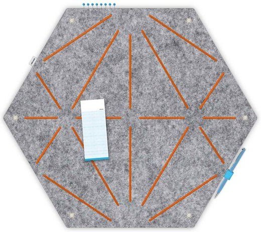 Råvare Pinnwand Hexagon in hellgrau-orange