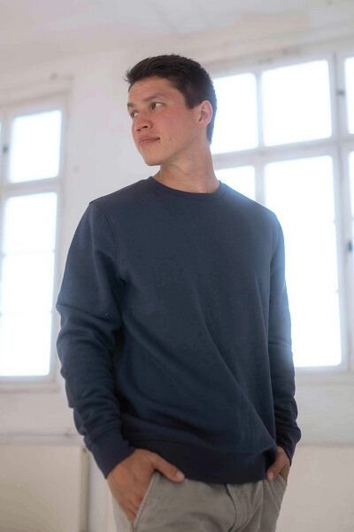 Kultgut GOTS zertifiziert - Klassischer Sweatshirtpullover supersoft/ Blaugrau