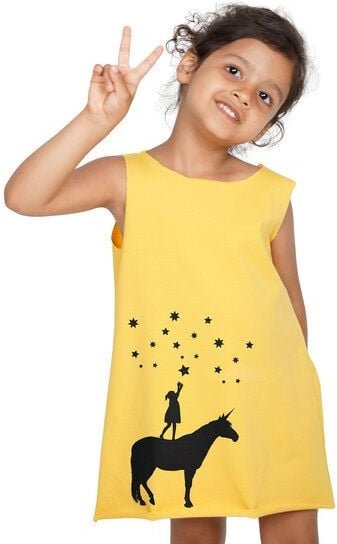 HANDGEDRUCKT "Wünsche" Kinder Biokleidchen (kbA)