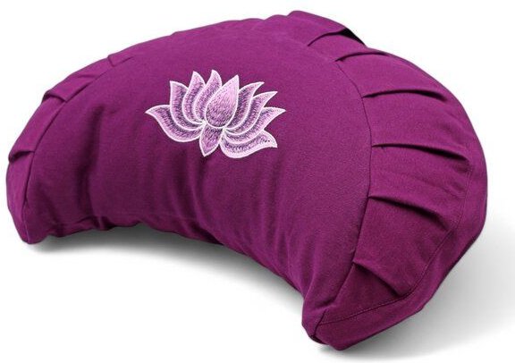 BAGHI Meditationskissen Halbmond kräftige Farben mit Lotus Bestickung im Farbverlauf Bio-Baumwolle kbA