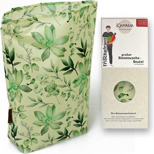 Kumanu - von Natur aus gut Bienenwachs-Beutel groß "Frischefranz" | 35x29cm | aus Bio-Bienenwachstuch