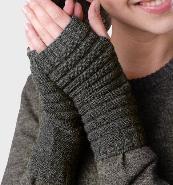 De Colores Pulswärmer mit Daumenloch Querrippe Alpaka