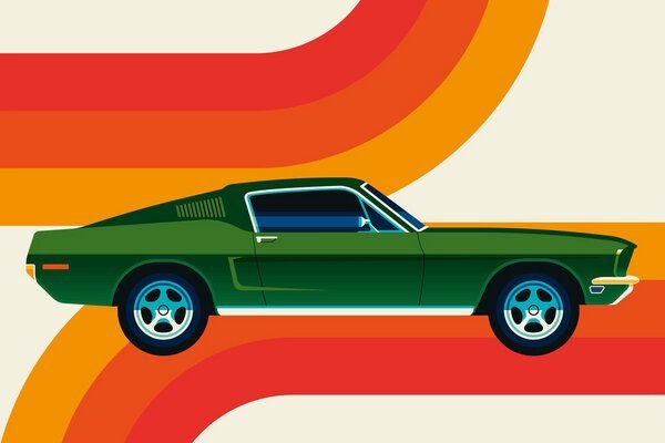Photocircle Poster / Leinwandbild - Green Vintage Sports Car