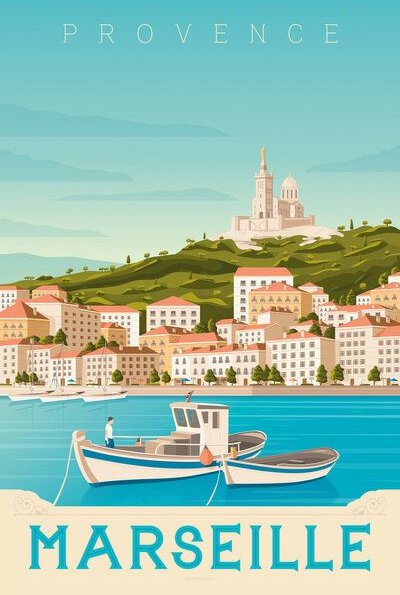 Photocircle Poster / Leinwandbild - Marseille Vintage Travel Wandbild