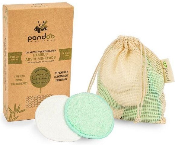 pandoo 10 Abschminkpads waschbar aus Bambus und Baumwolle