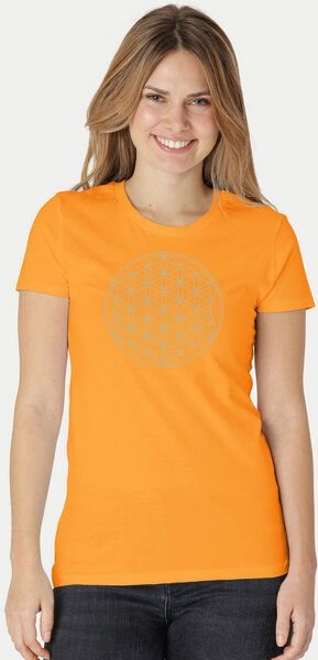 Peaces.bio - handbedruckte Biomode Bio-Damen-T-Shirt Die Blume des Lebens