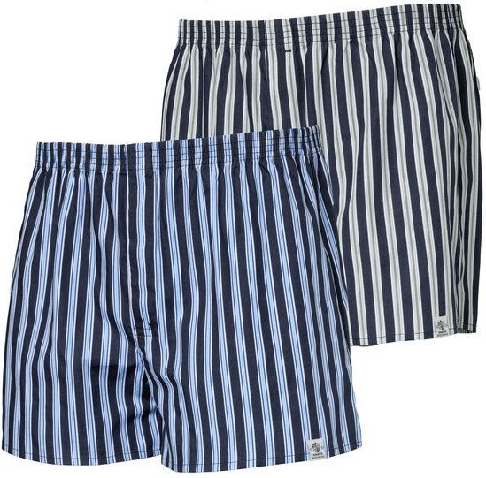 Haasis Bodywear Herren Web-Boxer Streifen, verdeckte Knopfleiste, 2er Pack