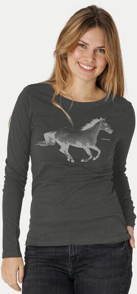 Peaces.bio - handbedruckte Biomode Bio-Damen-Langarmshirt Horsepower