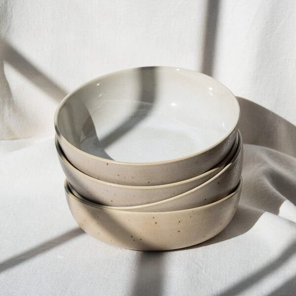 EDDA stoneware Handgemachte Steingut Schale Eelina - Beige (ø 18 x 4,5 cm)