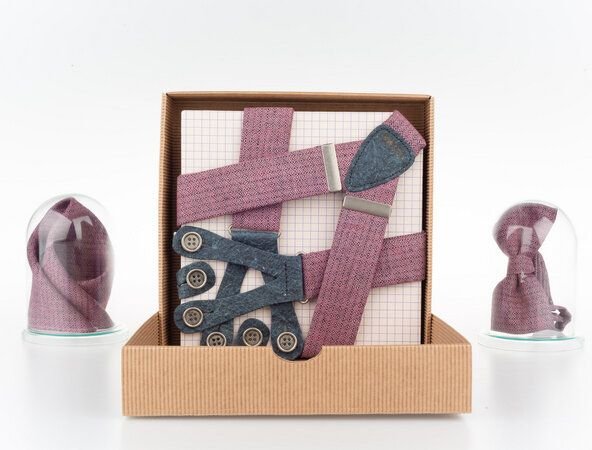 klYmp Hosenträger + Fliege + Einstecktuch Leinen Vegan