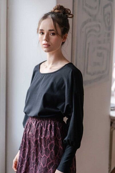 WiDDA berlin schwarzes Longsleeve AVA aus Bio-Baumwolle