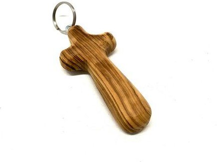 Olivenholz erleben Schlüsselanhänger Kreuz aus Olivenholz mit deiner Gravur
