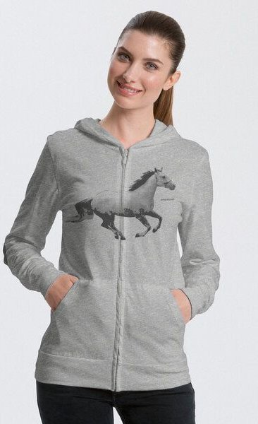 Peaces.bio - handbedruckte Biomode Bio-Jersey-Zip-Hoodie Horsepower
