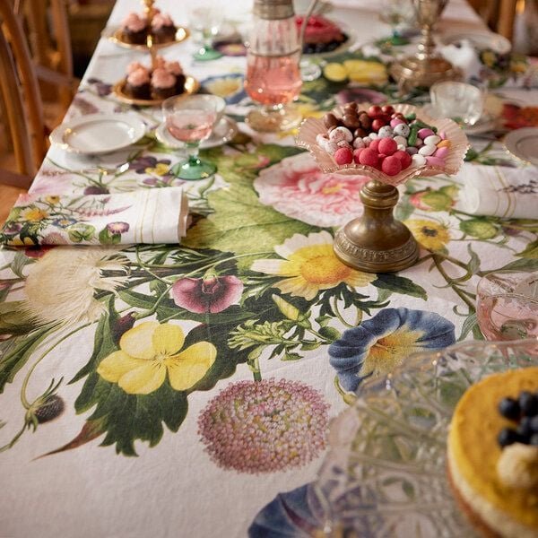 Koustrup & Co Exklusive Leinen-Tischdecke mit floralem Design – 220 × 145 cm