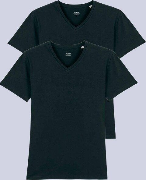 Thumbnail - YTWOO 2er Pack Herren T-Shirt mit V-Ausschnitt, Bio-Qualität