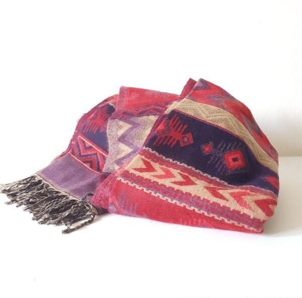 Himal Hemp HH „ZigZag Ornament“ Schal/Decke handgewebt MADE IN NEPAL