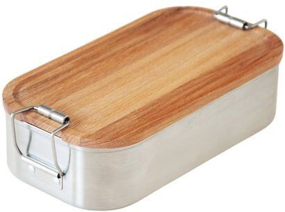 Cameleon Pack EDELSTAHL Lunchbox mit Deckel aus heimischem Buchen Holz