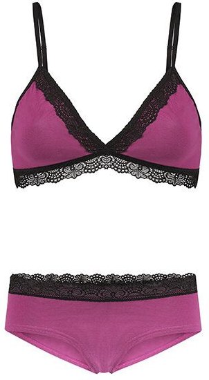 Frija Omina Set: Bio BH + Hipster Spitze dunkel