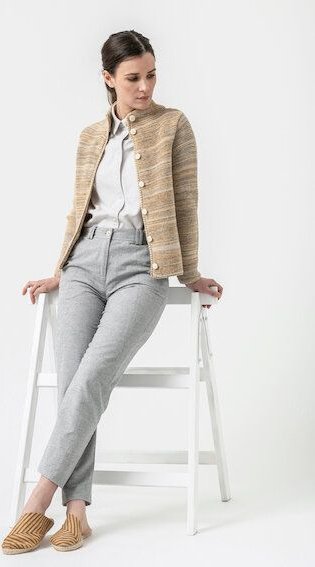 Grenz/gang Damen Strickjacke ELLY aus Schurwolle (kbT) - mouliné