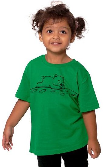 HANDGEDRUCKT "Later" Kinder T-Shirt aus Biobaumwolle (kbA) Bär