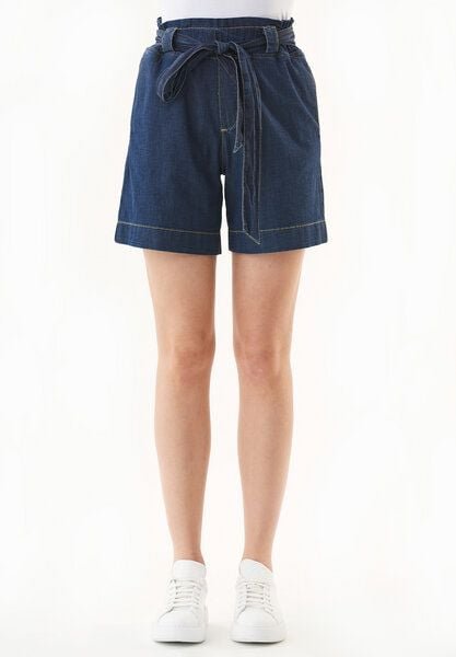 ORGANICATION Paperbag-Shorts aus Bio-Baumwolle in Denim-Optik