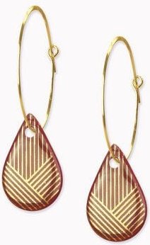 lille mus Creolen mit Porzellan-Anhänger 'Tropfen Triple' Porzellanschmuck