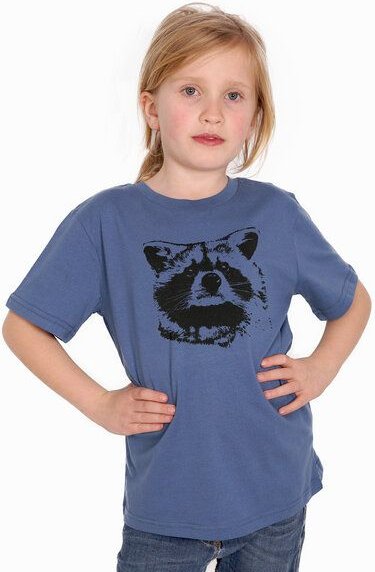 HANDGEDRUCKT "Waschbär" Kinder T-Shirt Baumwolle (kbA)