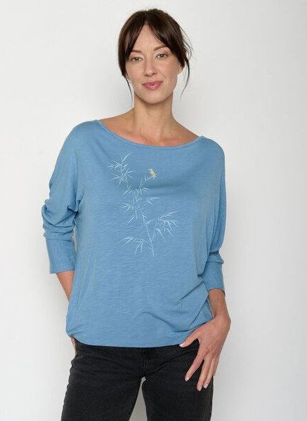 GREENBOMB Dickybird Simper - Gemütliches Longsleeve aus Viskose (LENZING ECOVERO) Mix / hochwertiger Print / Fair & Vega...